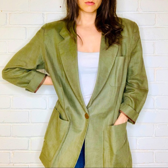 Liz Claiborne Jackets & Blazers - Liz Vintage Linen Pocketed Blazer Jacket Plus Size